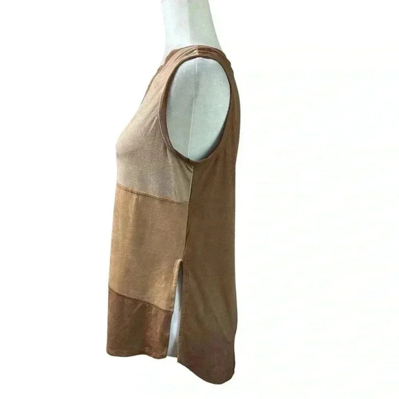 Cato Womens Brown Block Sleeveless Top Blouse Faux
Suede Like Stretch Size XS - Picture 2 of 6